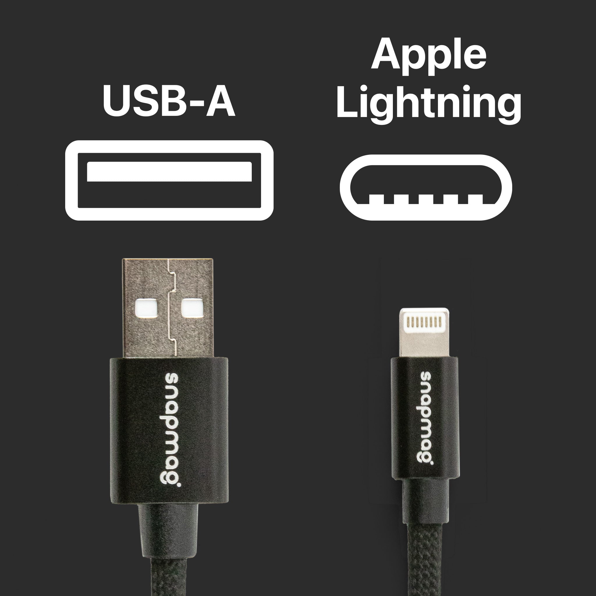 USB-A a relámpago | Todos los dispositivos Apple Lightning | 1,5 m | BLACK EDITION snapmag