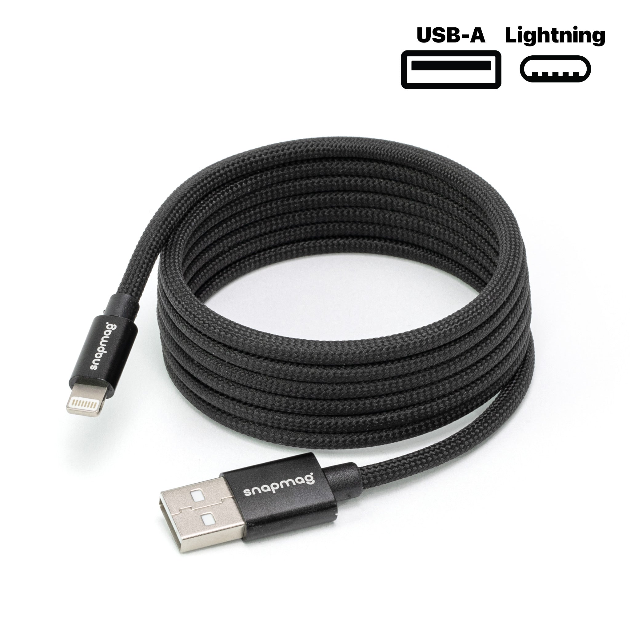 USB-A a relámpago | Todos los dispositivos Apple Lightning | 1,5 m | BLACK EDITION snapmag