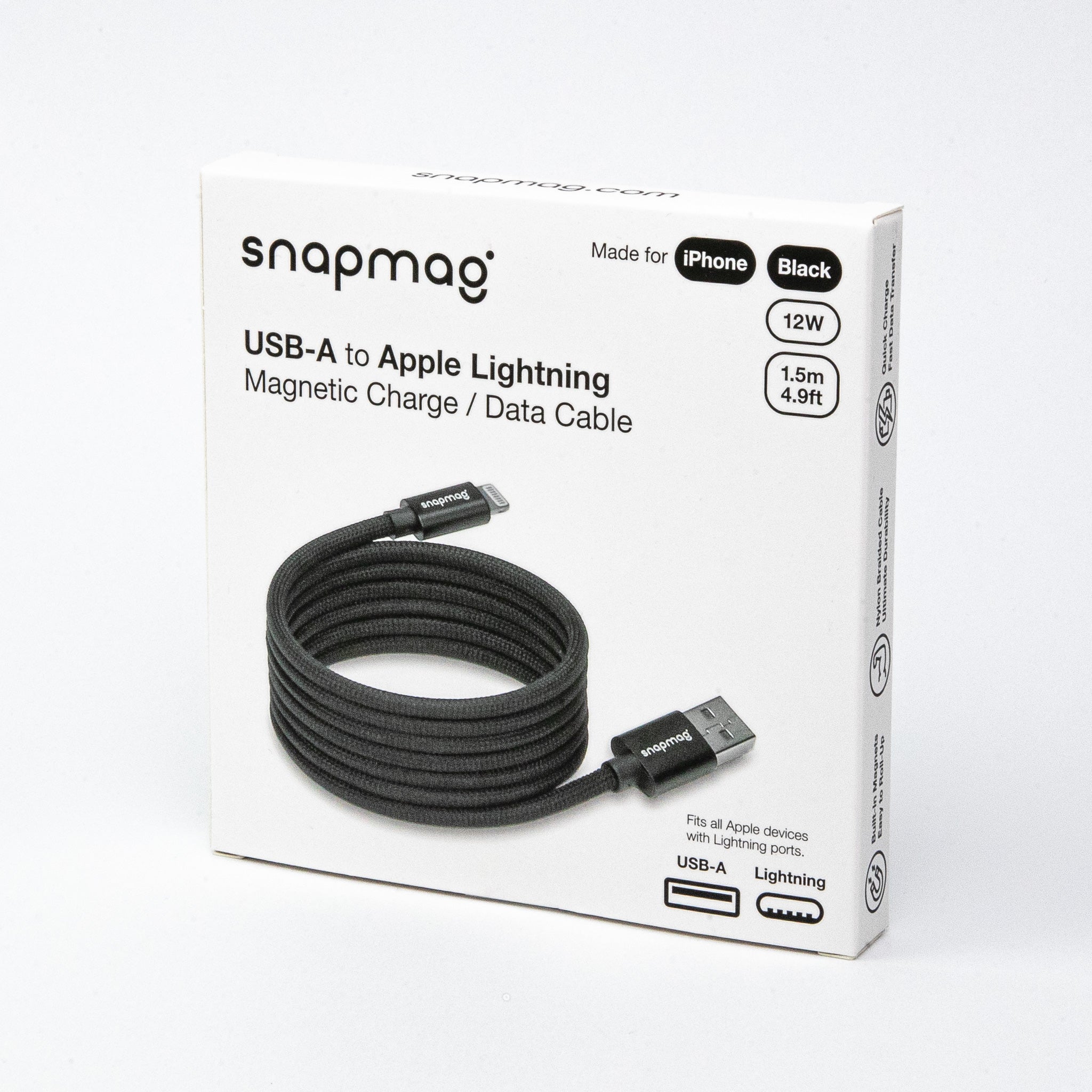 USB-A a relámpago | Todos los dispositivos Apple Lightning | 1,5 m | BLACK EDITION snapmag